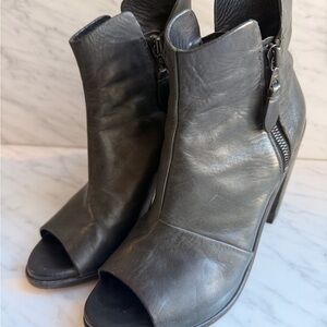 Rag & Bone Black Leather Peep-Toe Ankle Boots